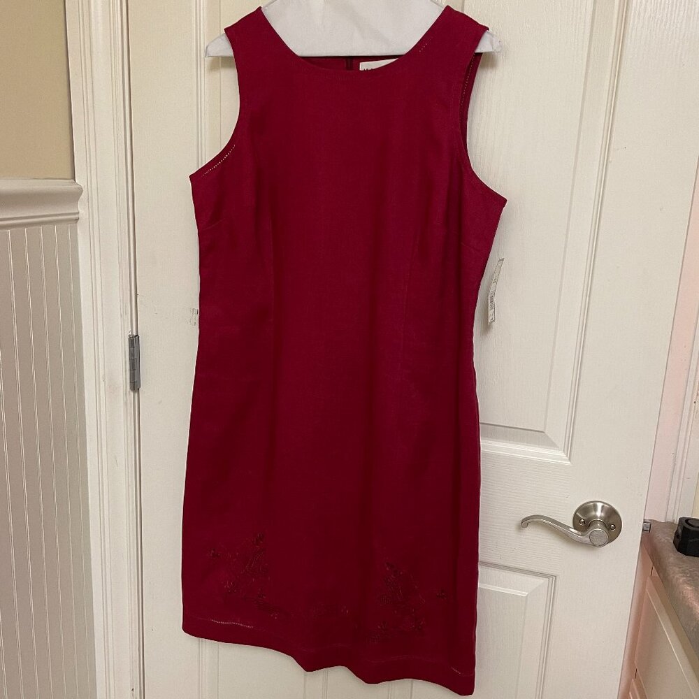 NWT Madison Studio Sheath Linen Red Dress, Size 12